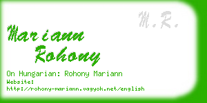 mariann rohony business card